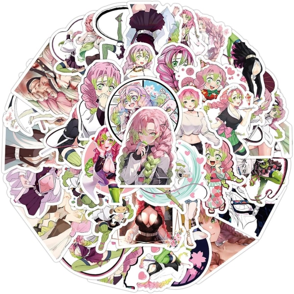50 st Kanroji Mitsuri Stickers Cool Anime Girl Stickers for Teens Journal, Estetiska Vinyl Vattentäta Dekaler för bärbara datorer Skateboard Kaki 42