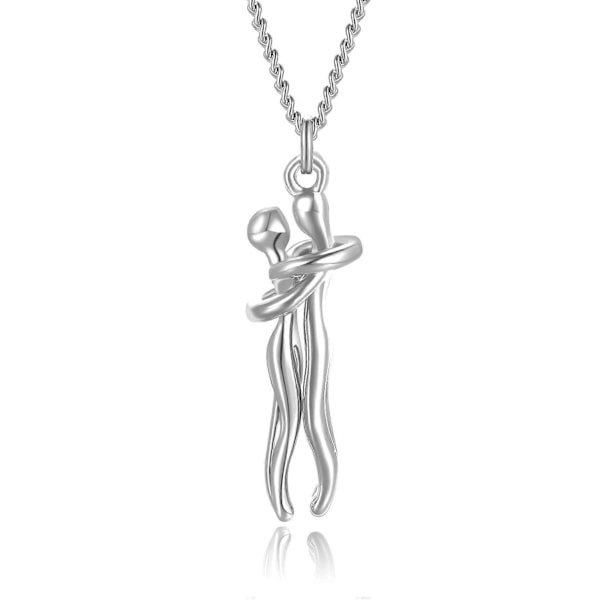 Par Gaver Halskæde til Kæreste Kæreste, Kærligheds Kram Halskæde Vedhæng Mand Kone Gave til Fødselsdag Jul Valentinsdag Silver