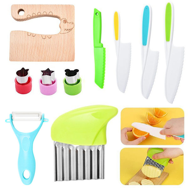 Barnköksknivar Köksset Köksredskap för barn Flerfärgade 10-piece set