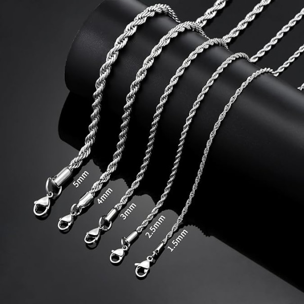 18k äkta guldpläterad repkedja 4mm rostfritt stål vridkedja halsband för män kvinnor 36 tum