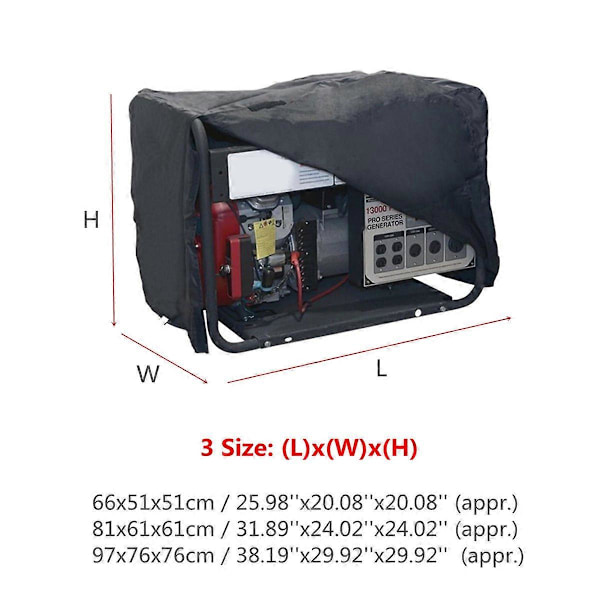 Yleiskäyttöinen vedenpitävä generaattorin suojus 66 x 51 x 51 cm (25,9 x 20 x 20 tuumaa) - useimmille 5000-10000 watin generaattoreille, musta