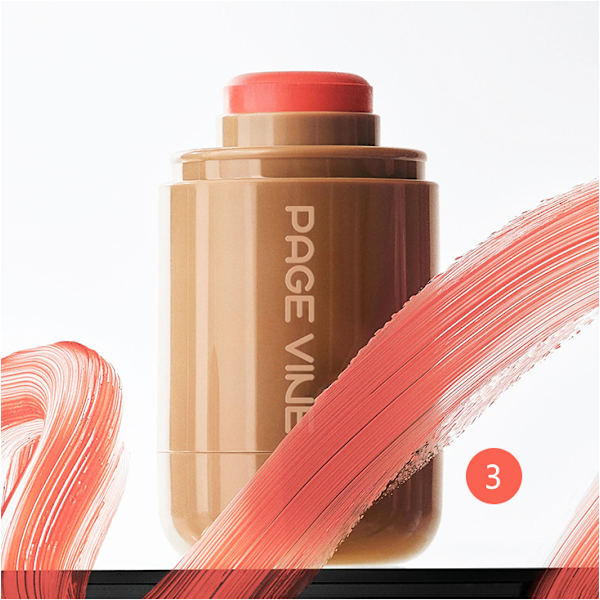 PAGE VINE Lommeblush Stick 6 Farver Læbe og Kinder Vandlys Stick Highlighter Oplyser Naturlig Vandlys Hud 03-spicy marg