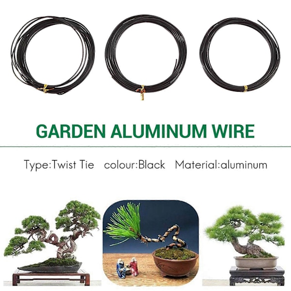 9 Rullar Bonsai Tråd Anodiserad Aluminium Bonsai Tränings Tråd med 3 Storlekar (1,0 Mm, 1,5 Mm, 2,0 Mm), Tot