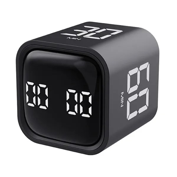 Productivity Cube Timer with Gravity Sensor, Reversible LED Display, 4 Preset Times, Dual Modes, Time Control, Countdown, Cooking, Study