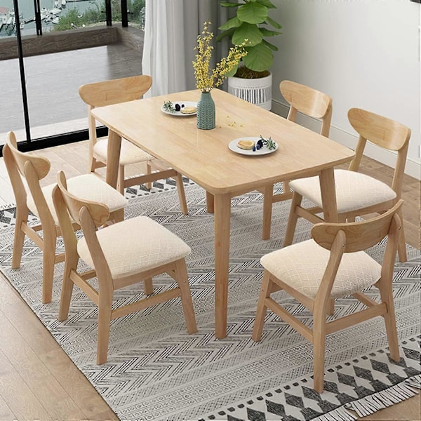 Set med 4 stretchiga jacquardstolsöverdrag, avtagbara och tvättbara dammtäta matdynöverdrag (4, beige)