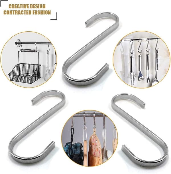 20-pack Multifunktionella S-krokar i Rostfritt Stål S-formade Krokar S-krok för Badrum Sovrum Kontor Kök - Perfekt