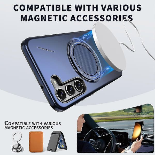Samsung Galaxy S23 Magnetic Case with Rotating Stand, TPU + PC Protective Phone Case, Thin Anti-Fall Case Blue