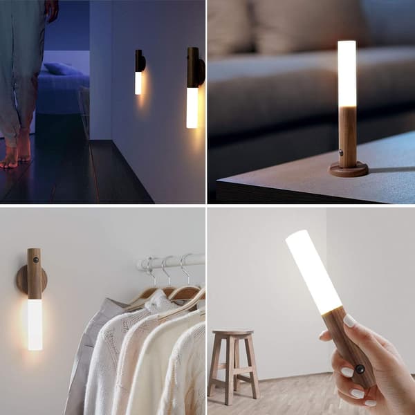 Mørk farve - LED-belysning Trævæg Sconce Retro Batterivæg
