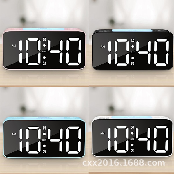 Superhögt Alarmklocka för Tunga Sov-personer Vuxna, Digital Klocka med 7 Färgade Nattlampor, Justerbar Volym, Dimmer, USB-laddare ljusblå