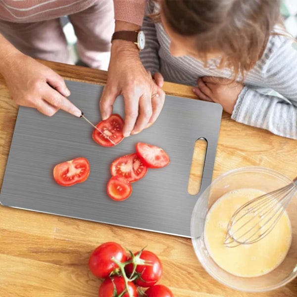 316 Rostfritt Titan Skärbräda, Skärbräda i Rostfritt Stål, Dubbelsidig Titan för Skärning av Kött, Frukt Skärbräda 34*23CM