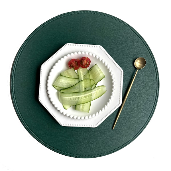 4-pak Dækkeserviet i Kunstlæder Rund 38x38cm Green