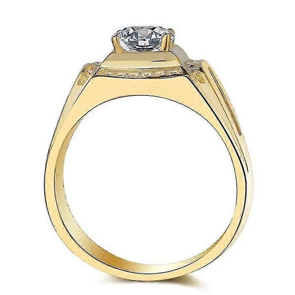 18k guldpläterad ring för män, bröllopsförlovning, zirkonia diamant herrring (us10)