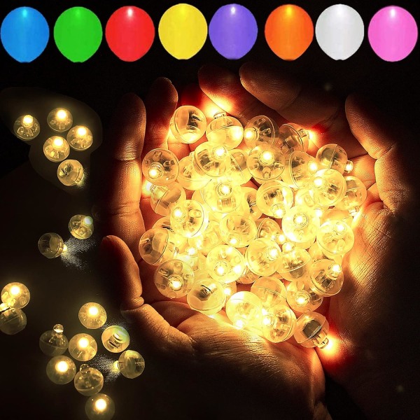 50 st Varmvit LED-ballongljus, Rund LED-blixtbollslampa för papperslyktaballong, Inomhusfest för utomhusbruk, rolig födelsedagsfest