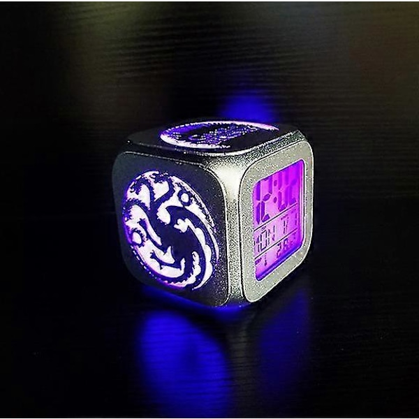 Eldsprutande Trefaldig Drakkreativ 3D Tredimensionell Liten Väckarklocka Led Nattlampa Svart Skal Batterilåda + Usb-kabelversion
