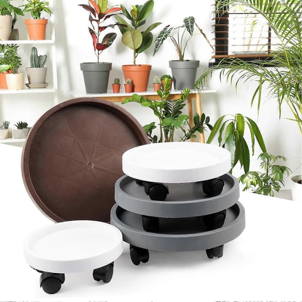 Thickened Round Planter Tray with Wheels Durable Mobile Flower Pot Base for Large Potted Plants 1 Coffee 260