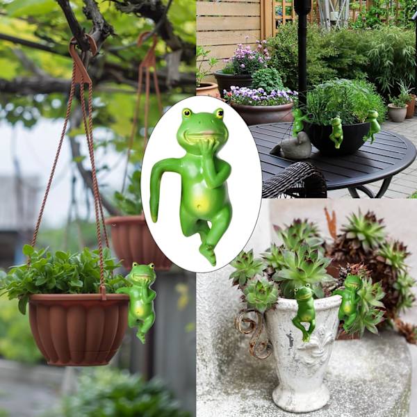 3 Stykker Froskefigurer Hagedekorasjon, Froskedekorasjon Hage, Froskedyr Hage Statuer Dekorasjon, for Planter