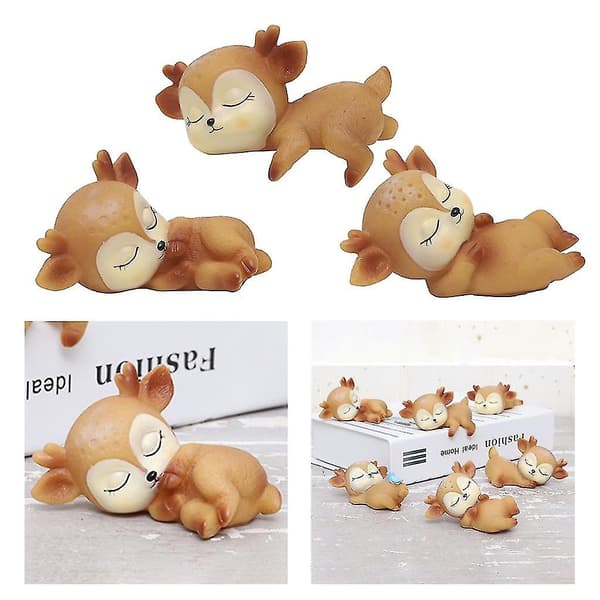 3 Pcs Deer Figurines Adorable Deer Ornament Realistic Deer Crafts