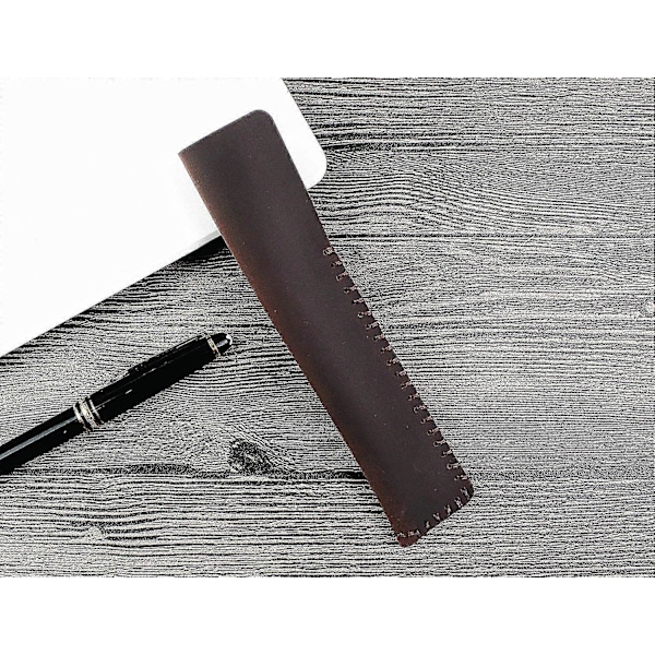 Håndlavet Ægte Læder Enkelt Pen Etui Fyldepen Ærme Holder Pose Cover Vintage (kaffe)