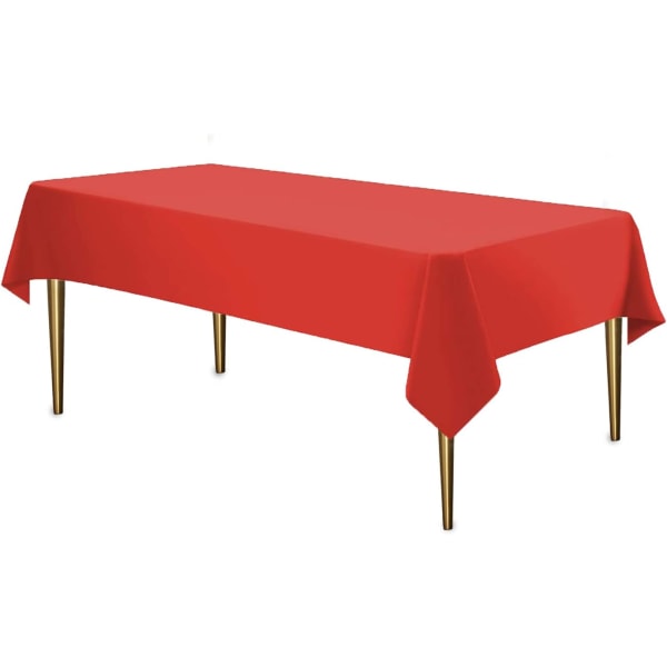 Röda dukar Engångsdukar i plast för rektangulära bord (paket med 12) Premiumplastdukar för fester, utomhus 137,16 cm x 274,32 cm