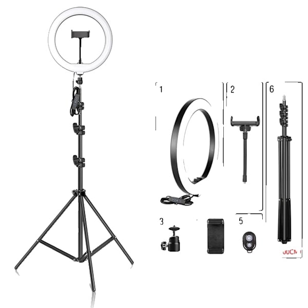 Ring Light, Stativ, USB Strømforsyning, 200cm Stå