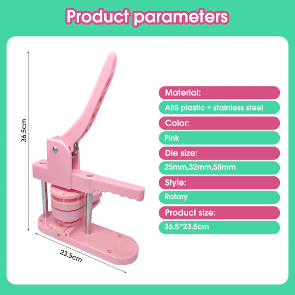 Pin Button Maker, 3 Formstorlekar, Ergonomisk Design