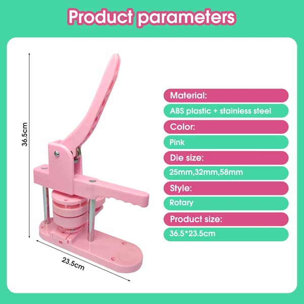 Pin Button Maker, 3 Størrelser af Forme, Ergonomisk Design
