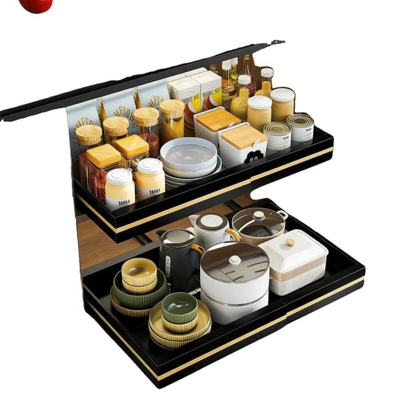 Skab Organizer, Justerbart Design, Kraftig Opbevaring, Sort-2stk
