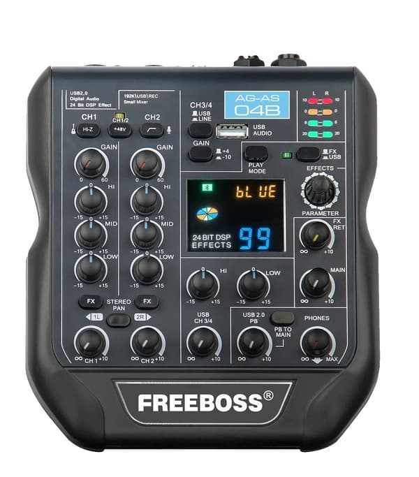 Audio Mixer, 99 DSP Effekter, 192KHz Prøvetagningsfrekvens, EU stik