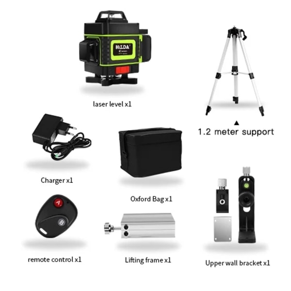 16-linjers laseravståndsmätare, hög precision, komplett kit med tillbehör,D Batteri X1 SET 4D Battery X1 SET  5 4D Battery X1 SET  5