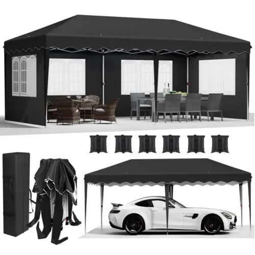 Gazebo, vedenpitävä, nopea kokoaminen, musta