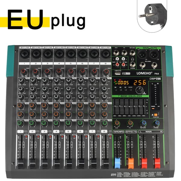 Mixerpult, 256 DSP-effekter, Bluetooth-funktion, EU STIK