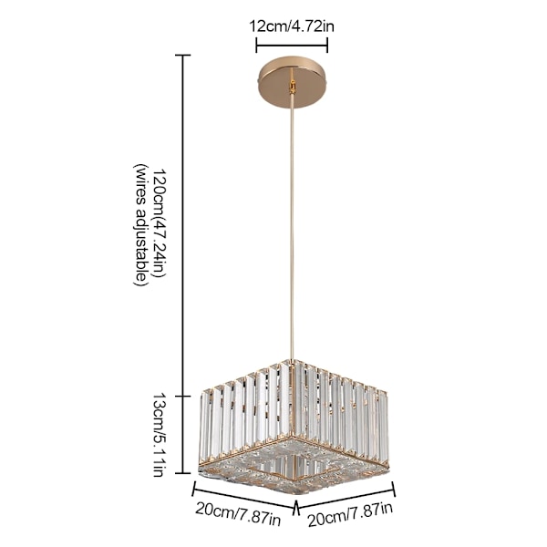Moderne Krystal Pendel Lampe, Justerbar Højde, E27 Pære Kompatibilitet,Model B-guld, Ingen pære Model B-gold