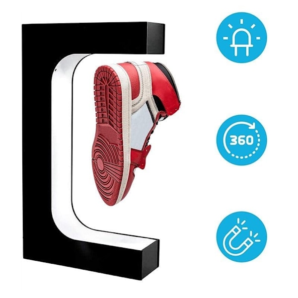 Magnetisk sneaker Display Liquid Sneaker LED -belysning 360 Roterende sort