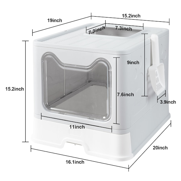 Kattekattetoilet, foran indgangen, foldbar, Grå GRAY