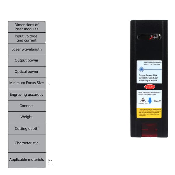 Laser Modul, 3-Pins Forbindelse, Egnet til CNC Maskiner, 20W 33x33mm