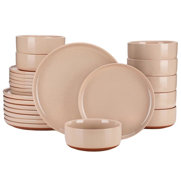 Stentøj Middagsservice, Solid Design, Til 4 Personer, Rosa 24 Stykker