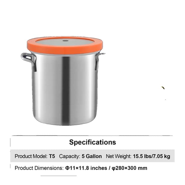 Vakuumkammer, Holdbart Rustfrit Stål, Lufttæt Forsegling, 5 Gallon