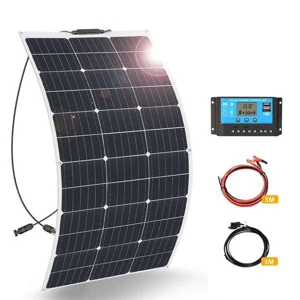 Solpanelssats, 200W flexibla paneler, kompatibilitet med 12V-batteri, 100W Kit