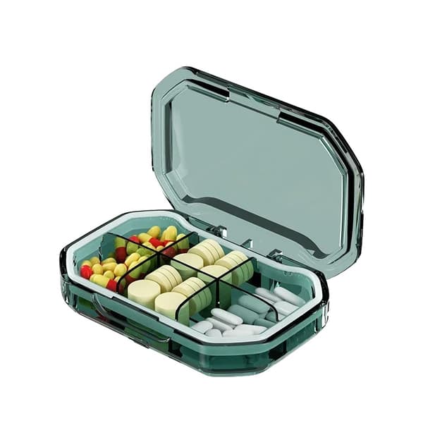 Bärbar Tablettorganisatör, 4/6 Fack, Läcksäker Design, Grön-6 rutor