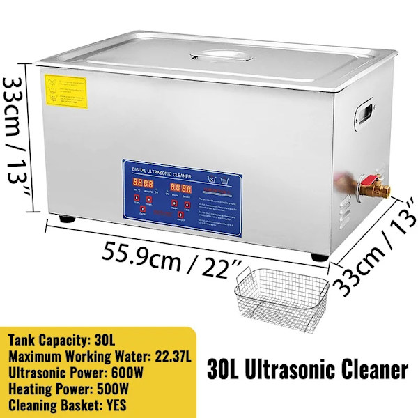 40KHz Ultralydsrenser - Digitalt Kontrolpanel, SUS304 Materiale, Lave Priser 30L
