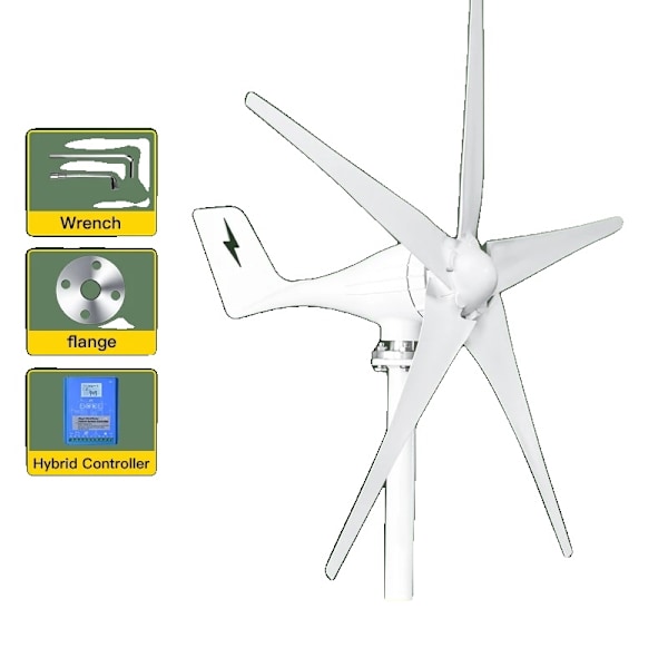 3000W Lille Vindmølle Generator, 5 Blade, 12V/24V/48V Vindkraft,Med Hybrid Kontrol, 1000W, 24V With Hybrid Controll With Hybrid Controll