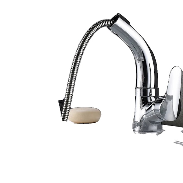 Dra ut badrumsvattenkran, 360° roterande hals, varm och kallvattenblandare,Chrome Chrome Chrome