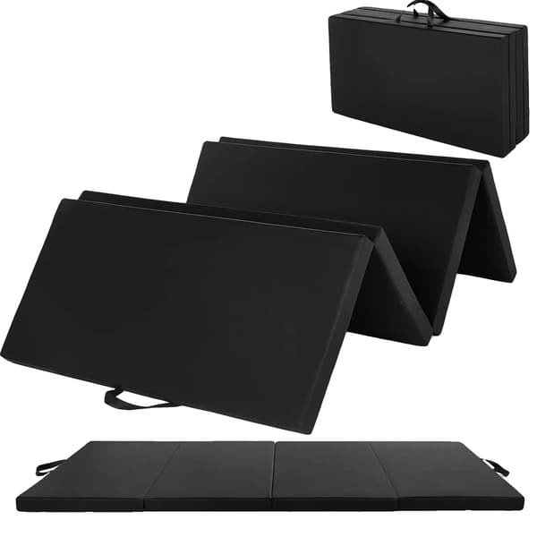 Træningsmåtte, Foldbart Design, Stødabsorbering, sort