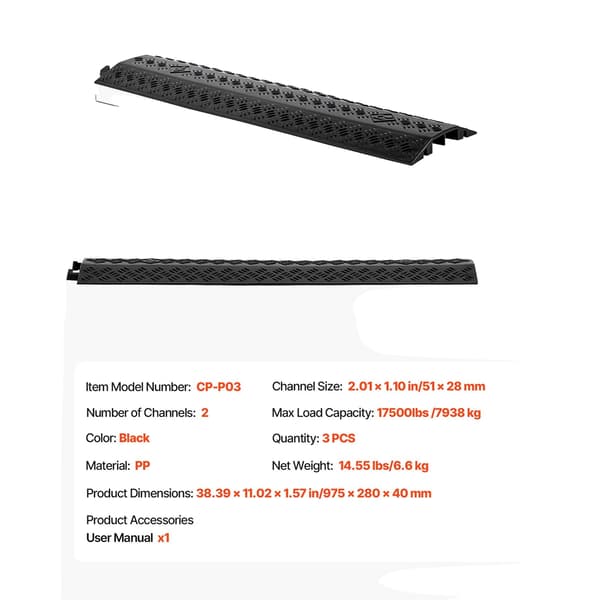 Kabelskydd, Hög belastningskapacitet, Hållbar konstruktion, 3 Pack