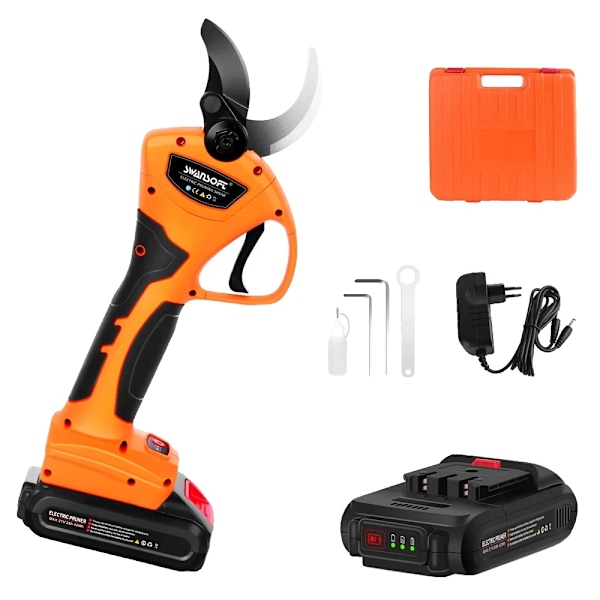 21V Langattomat Sähköiset Oksasakset, Pitkä Akunkesto, Korkealuokkainen Seosterästeräinen Terä,ok, oksasakset setti oranssi pruner set orange pruner set orange