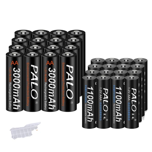 Uppladdningsbara batterier, 1100mAh (AAA), 3000mAh (AA), 16AA AAA