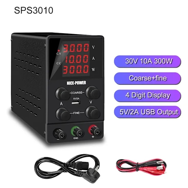 DC Strømforsyning, Justerbar Spænding, Digitalt Display, 30V10A SPS3010, 220V 30V10A SPS3010 30V10A SPS3010