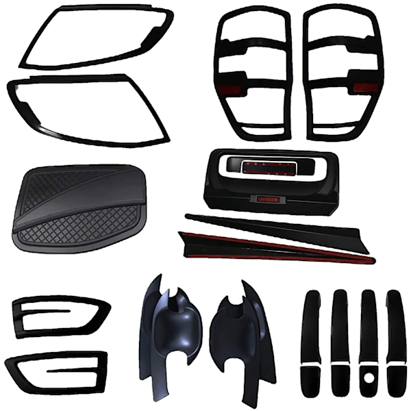 Ford Ranger T6/T7/T8 Dæksæt, Mat Sort, 24 stk. Nem Installation,"Cover sæt" cover set cover set