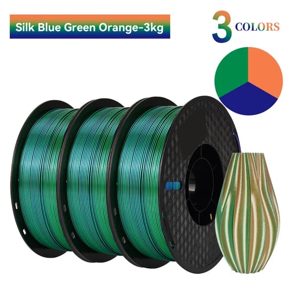 Silk PLA-filament, trefärgat, vakuumförpackat, J-3KG