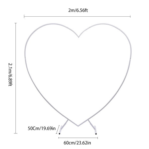 Metal Heart Arch Bröllopsställning, 6,6ft x 6,89ft, Konstruktion av kolstål,EDIUM, VIT, MEDELSTOR White WHITE